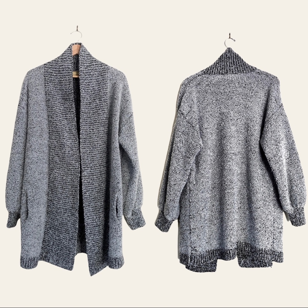 VINTAGE Shawl Collar Nubby Knit Boucle Long Duster Cardigan